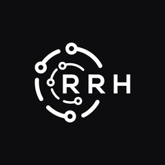RRH technology letter logo design on black  background. RRH creative initials technology letter logo concept. RRH technology letter design.
