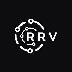 RRV technology letter logo design on black  background. RRV creative initials technology letter logo concept. RRV technology letter design.
