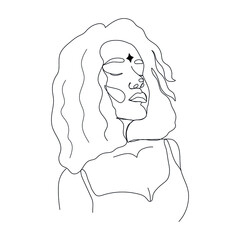 Woman. One single line. Continuous line vector illustration