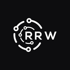 RRW technology letter logo design on black  background. RRW creative initials technology letter logo concept. RRW technology letter design.

