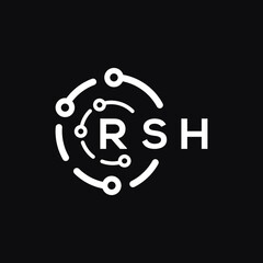 RSH technology letter logo design on black  background. RSH creative initials technology letter logo concept. RSH technology letter design.
