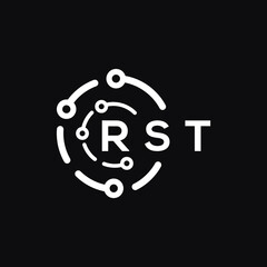 RST technology letter logo design on black  background. RST creative initials technology letter logo concept. RST technology letter design.
