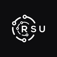 RSU technology letter logo design on black  background. RSU creative initials technology letter logo concept. RSU technology letter design.
