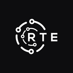 RTE technology letter logo design on black  background. RTE creative initials technology letter logo concept. RTE technology letter design.
