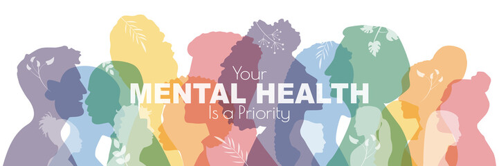 Your Mental Health is a Priority. Flat vector illustration.	 - obrazy, fototapety, plakaty