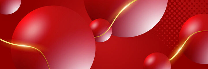 Minimal geometric red and gold colorful light technology background abstract design. Vector illustration abstract graphic design banner pattern presentation background web template.