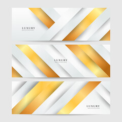 Set of white gold background design. Vector abstract graphic design banner pattern presentation background web template.