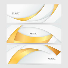 Set of white gold background design. Vector abstract graphic design banner pattern presentation background web template.