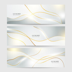 Set of white gold background design. Vector abstract graphic design banner pattern presentation background web template.