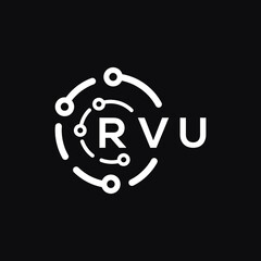RVU technology letter logo design on black  background. RVU creative initials technology letter logo concept. RVU technology letter design.