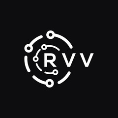 RVV technology letter logo design on black  background. RVV creative initials technology letter logo concept. RVV technology letter design.