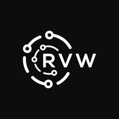RVW technology letter logo design on black  background. RVW creative initials technology letter logo concept. RVW technology letter design.
