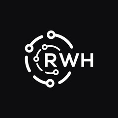 RWH technology letter logo design on black  background. RWH creative initials technology letter logo concept. RWH technology letter design.
