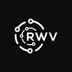 RWV technology letter logo design on black  background. RWV creative initials technology letter logo concept. RWV technology letter design.
