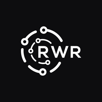 RWR technology letter logo design on black  background. RWR creative initials technology letter logo concept. RWR technology letter design.