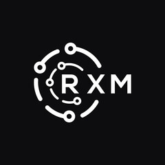 RXM technology letter logo design on black  background. RXM creative initials technology letter logo concept. RXM technology letter design.