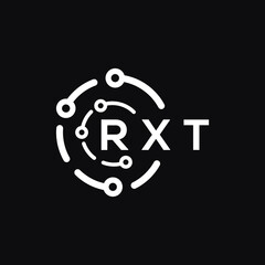 RXT technology letter logo design on black  background. RXT creative initials technology letter logo concept. RXT technology letter design.