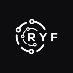 RYF technology letter logo design on black  background. RYF creative initials technology letter logo concept. RYF technology letter design.