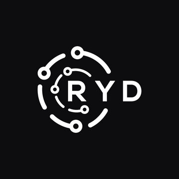 RYD technology letter logo design on black  background. RYD creative initials technology letter logo concept. RYD technology letter design.