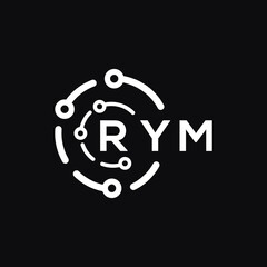 RYM technology letter logo design on black  background. RYM creative initials technology letter logo concept. RYM technology letter design.