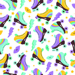 Seamless pattern with rollers on a white background. Vector illustration on theme fashion 90s.