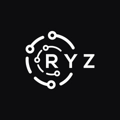 RYZ technology letter logo design on black  background. RYZ creative initials technology letter logo concept. RYZ technology letter design. - obrazy, fototapety, plakaty