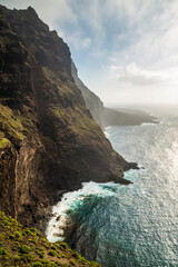 View of the highest cliff on the island, located near Buenavista Norte, Tenerife, Canary Islands, Spain