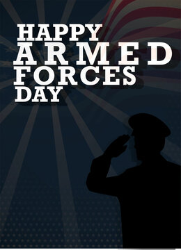 Happy Armed Forces Day background with waving American flag. Backdrop salutes for officer. Poster, template design, vector.