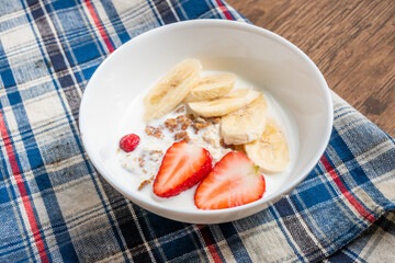 オートミール　健康食　Typical way to eat healthy food oatmeal