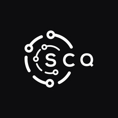 SCQ technology letter logo design on black  background. SCQ creative initials technology letter logo concept. SCQ technology letter design.
