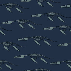 Seamless pattern with abstract bones pliosauroidea. Background with dino for textile, fabric, kids, boy, wrapping paper, Web, clothes, socks and other design. © Annity_Art