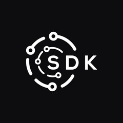 SDK technology letter logo design on black  background. SDK creative initials technology letter logo concept. SDK technology letter design.
