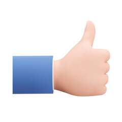 thumbs up. Isolated 3d object on a transparent background