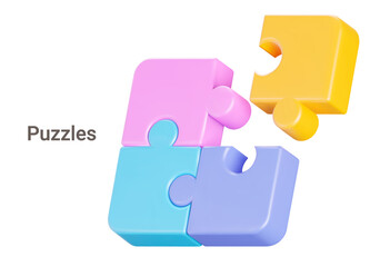 Jigsaw puzzle. Tiling puzzle. Puzzles parts. Isolated 3d object on a transparent background - obrazy, fototapety, plakaty