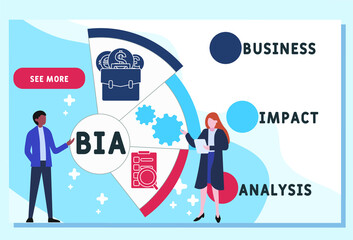 BIA - Business Impact Analysis acronym. business concept background.  vector illustration concept with keywords and icons. lettering illustration with icons for web banner, flyer, landing page