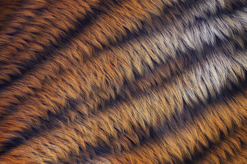 Tiger wool animal skin texture. Jungle safari nature background. 3d rendering