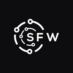 SFW technology letter logo design on black  background. SFW creative initials technology letter logo concept. SFW technology letter design.