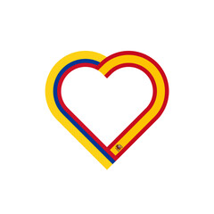 unity concept. heart ribbon icon of colombia and spain flags. vector illustration isolated on white background - obrazy, fototapety, plakaty