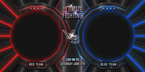 ultimate fight versus horizontal poster background with editable realistic 3d text effect