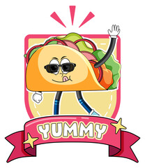 Funny taco cartoon character