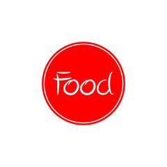 Logo restaurant sign with white text food on red circle japanese style flat vector icon design.