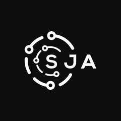 SJA technology letter logo design on black background. SJA creative initials technology letter  logo concept. SJA technology letter design.