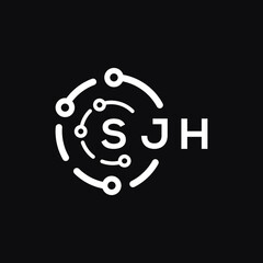 SJH technology letter logo design on black  background. SJH creative initials technology letter logo concept. SJH technology letter design.