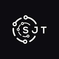 SJT technology letter logo design on black  background. SJT creative initials technology letter logo concept. SJT technology letter design.