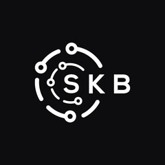 SKB technology letter logo design on black  background. SKB creative initials technology letter logo concept. SKB technology letter design.