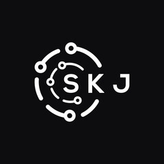 SKJ technology letter logo design on black   background. SKJ creative initials technology letter logo concept. SKJ technology letter design.