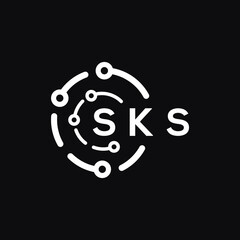 SKS technology letter logo design on black  background. SKS creative initials technology letter logo concept. SKS technology letter design.