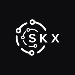 SKX technology letter logo design on black  background. SKX creative initials technology letter logo concept. SKX technology letter design.