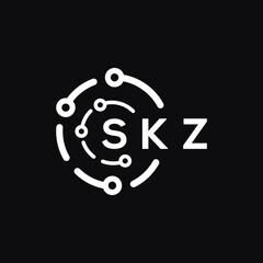 SKZ technology letter logo design on black  background. SKZ creative initials technology letter logo concept. SKZ technology letter design.