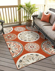 Modern multicolour living area interior room rug.